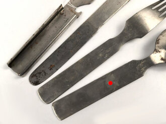 Vierteiliges Besteck Wehrmacht, Hersteller ESM, ungereinigt