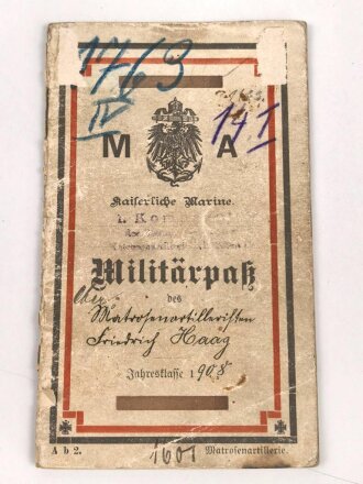 Militärpaß Kaiserliche Marine