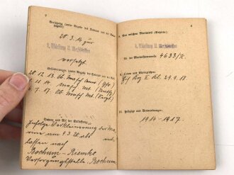 Militärpaß kaiserliche Marine, , Diensteintritt am 8.10.12 bei 1. Komp. II. Werftdivision