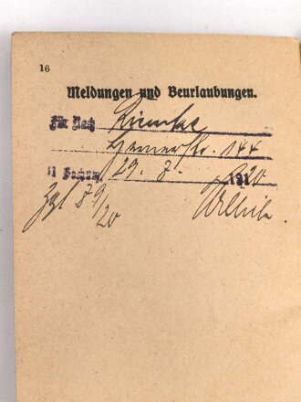 Militärpaß kaiserliche Marine, , Diensteintritt am 8.10.12 bei 1. Komp. II. Werftdivision