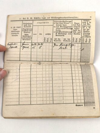 Militärpaß kaiserliche Marine, Diensteintritt am 1. Dez. 1915 bei II. Marine Division.