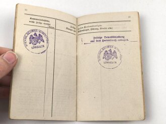 Militärpaß kaiserliche Marine, Diensteintritt am 1. Dez. 1915 bei II. Marine Division.