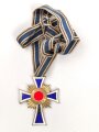 Ehrenkreuz der Deutschen Mutter in gold. Defektes Stück, am langen Band, im Verleihungsetui von Türk´s Witwe, Wien
