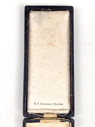 Verleihungsetui zum Ehrenkreuz der Deutschen Mutter in gold. Hersteller Zimmermann Pforzheim, Schiesst nicht