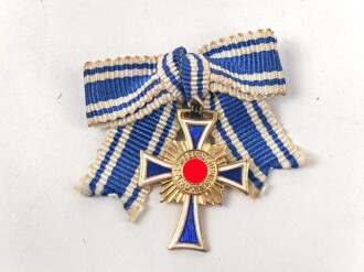 Miniatur 23mm zum Ehrenkreuz der Deutschen Mutter in gold. Sehr guter Zustand
