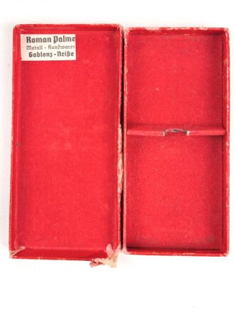 Etui zum Treudienst Ehrenzeichen für 25 Jahre. Hersteller Roman Palme Gablonz