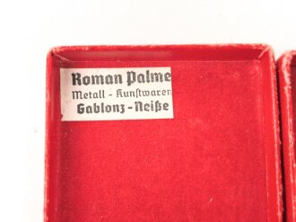 Etui zum Treudienst Ehrenzeichen für 25 Jahre. Hersteller Roman Palme Gablonz