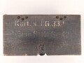 Transportkasten " Kartusche schweres Infanterie Gesc hütz 33 für 15cm Stielgranate 42"  Originallack, ungereinigt