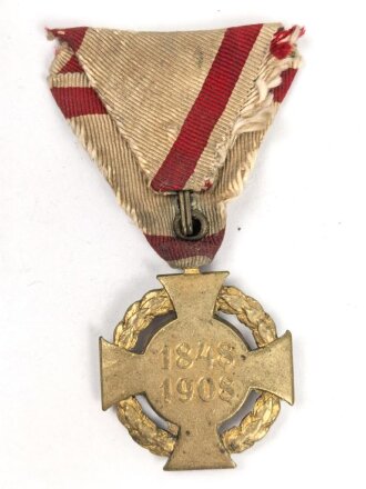 k.u.k. Österreich, Jubiläumskreuz 1908, bronze vergoldet, am Dreiecksband