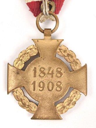 k.u.k. Österreich, Jubiläumskreuz 1908, bronze vergoldet, am Dreiecksband