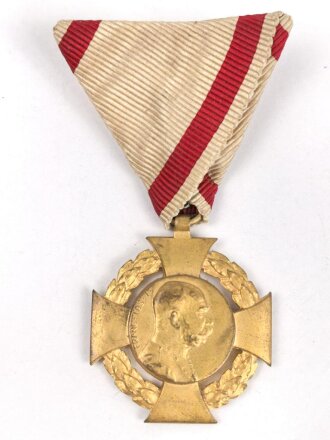 k.u.k. Österreich, Jubiläumskreuz 1908, bronze vergoldet, am Dreiecksband