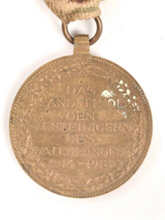 Österreich 1. Republik ( 1919–1934 )  Erinnerungsmedaille für die Landesverteidigung von Tirol 1914-1918, an Dreiecksband