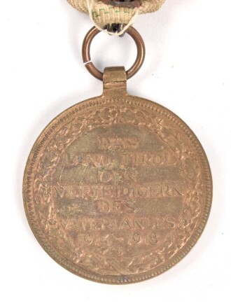 Österreich 1. Republik ( 1919–1934 )  Erinnerungsmedaille für die Landesverteidigung von Tirol 1914-1918, an Dreiecksband