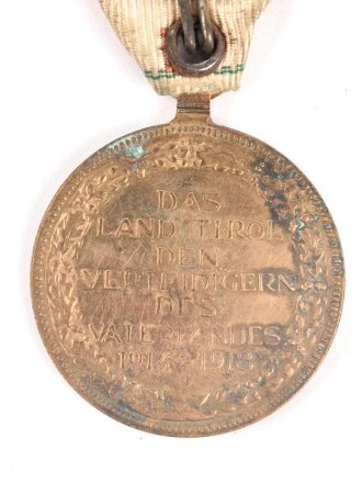 Österreich 1. Republik ( 1919–1934 )  Erinnerungsmedaille für die Landesverteidigung von Tirol 1914-1918, an Dreiecksband