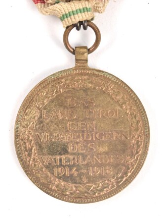 Österreich 1. Republik ( 1919–1934 )  Erinnerungsmedaille für die Landesverteidigung von Tirol 1914-1918, an Dreiecksband