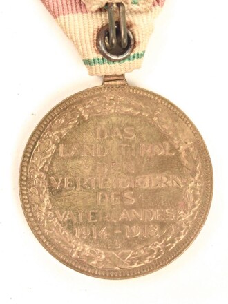 Österreich 1. Republik ( 1919–1934 )  Erinnerungsmedaille für die Landesverteidigung von Tirol 1914-1918, an Dreiecksband