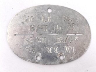 Erkennungsmarke aus Aluminium " L.W.  B.B. St. 8...