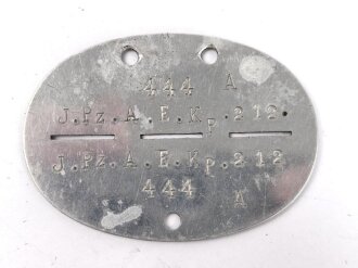 Erkennungsmarke aus Aluminium " J. Pz. A. E. Kp. 212...