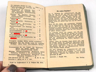 Der Soldatenfreund (Ausgabe A : Heer) Taschenjahrbuch für die Wehrmacht mit Kalender 1942, über 300 Seiten, Einband löst sich, Maße 7,5 x 12,5 cm