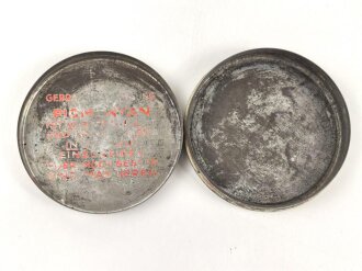 Blechdose " Pigmentan" zur lichtbiologischen Hautpflege. Preis in Reichsmark. Leer. Durchmesser 76mm