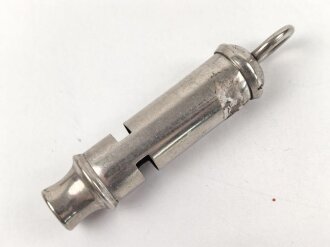 Trillerpfeife aus Metall ohne Bezeichnung, vermutlich Polizei