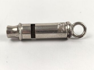 Trillerpfeife aus Metall ohne Bezeichnung, vermutlich Polizei
