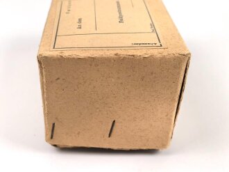 Feldpost Paket Wehrmacht " Hältfrisch, patentamtlich geschützt" , leer, Maße etwa 9 x 17 x 7cm