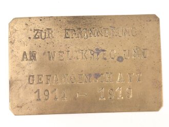 Messingplakette " Zur Erinnerung an Weltkrieg und...