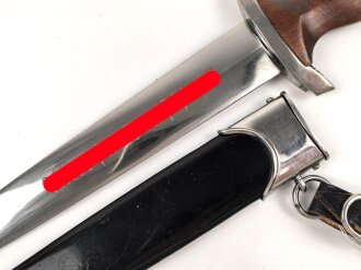 NSKK Dienstdolch, saubere Klinge von  M7/19 " Eduard Wüsthof "  datiert 1938 . Minimal getragenes Stück in sehr gutem Gesamtzustand.