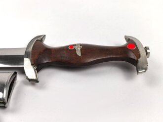 NSKK Dienstdolch, saubere Klinge von  M7/19 " Eduard Wüsthof "  datiert 1938 . Minimal getragenes Stück in sehr gutem Gesamtzustand.