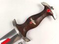 NSKK Dienstdolch, saubere Klinge von  M7/19 " Eduard Wüsthof "  datiert 1938 . Minimal getragenes Stück in sehr gutem Gesamtzustand.