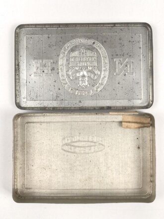 Blechdose  "Overstolz Zigaretten" , geöffnet, leer