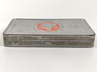 Blechdose  "Overstolz Zigaretten" , Tropenpackung, geöffnet, leer