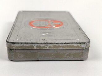 Blechdose  "Overstolz Zigaretten" , Tropenpackung, geöffnet, leer