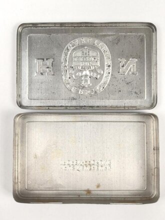 Blechdose  "Overstolz Zigaretten" , Tropenpackung, geöffnet, leer