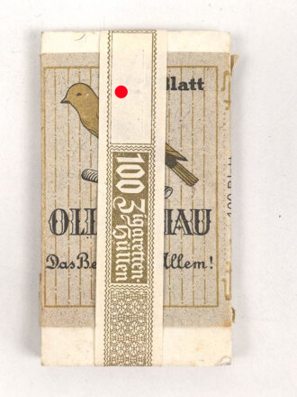 Pack "100 Stück Olleschau" Zigarettenhüllen, ungeöffnet, Steuerbanderole miot Hakenkreuz