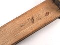 Stiefelauszieher " Kleinknecht" aus Holz," DRGM" . Gesamtlänge 27,5cm, leicht defektcm