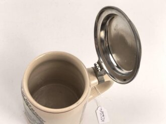 Erinnerungskrug, Steingut Bierkrug 0,5 Liter "  12. ( MG ) Komp. Infanterie Regiment 19 Freising"  1936-1938. Gebraucht, guter Zustand