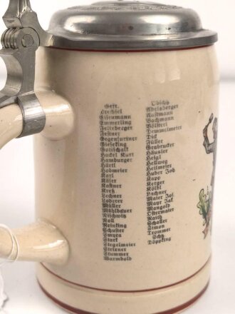 Erinnerungskrug, Steingut Bierkrug 0,5 Liter "  12. ( MG ) Komp. Infanterie Regiment 19 Freising"  1936-1938. Gebraucht, guter Zustand