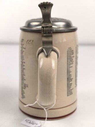 Erinnerungskrug, Steingut Bierkrug 0,5 Liter "  12. ( MG ) Komp. Infanterie Regiment 19 Freising"  1936-1938. Gebraucht, guter Zustand