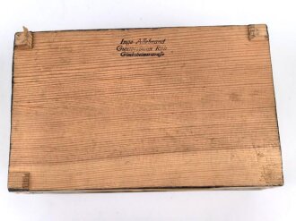 Erinnerungsschachtel aus Holz " Russland 1944" leicht defekt, Maße etwa 12,5 x 20 x 8cm