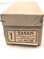 Leere Umverpackung für " 12 Stück Rasier Apparate FASAN" Stückpreis in reichsmark. Maße etwa 9,5 x 21 x 9cm