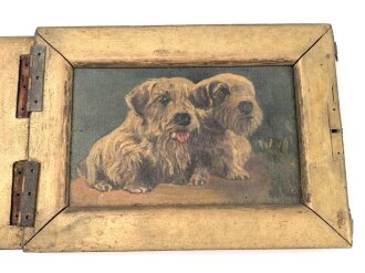 Erinnerungsgegenstand " Kriegsweihnacht 1941 in Rußland" Maße 14,5 x 20cm, gefertigt aus einem  Möbelstück