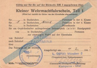 Kleiner Wehrmachtsfahrschein Teil 1 und 2 - für eine...