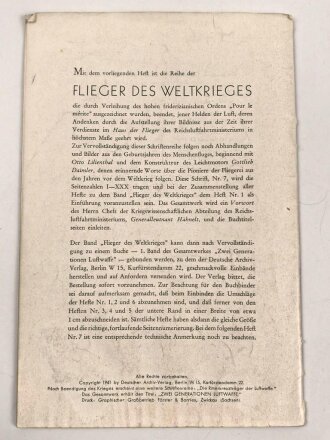 Oberleutnant Ernst Udet "Flieger des Weltkrieges" Heft 6, herausgegeben vom Luftwaffenführungsstab, datiert 1941