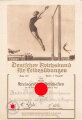 Deutsche Reichsbund für Leibesübungen, Gau XV Teilnahmeurkunde bei den Kreisgerätmeisterschaften 1937, DIN A5