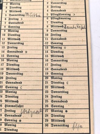 Völkischer Beobachter Kalender 1938, ca. DIN A3, geknickt