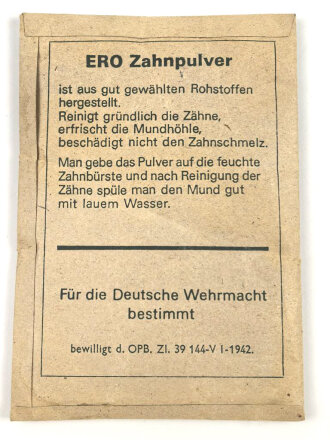 Pack " ERO Zahnpulver" Datiert 1942 "...