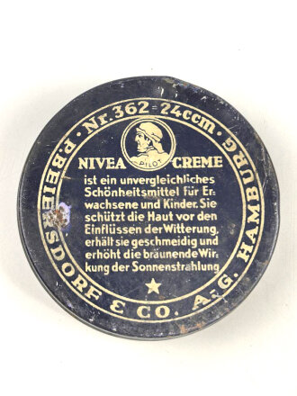 Leere Dose Nivea Creme, Preis in Reichsmark, Durchmesser 50mm