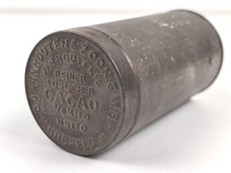 Leere Blechdose " Van Houtens reiner löslicher Kakao" Durchmesser etwa 5,5, Höhe 11cm